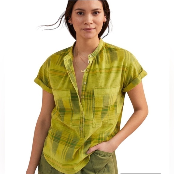 ANTHROPOLOGIE PILCRO PLAID COTTON BLOUSE NWT - Picture 1 of 13